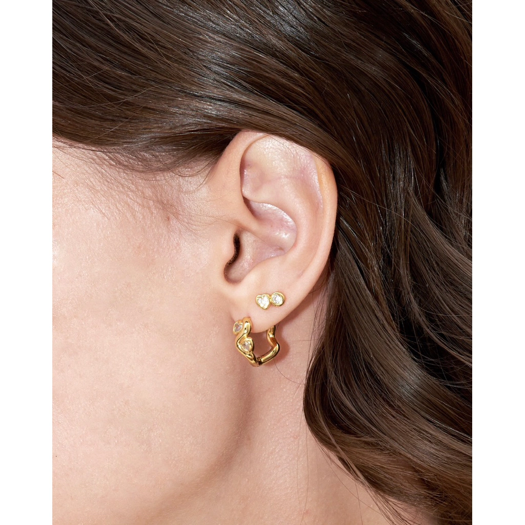 YVIS Amour Hoop Anting 18K Gold Plated Silver Rhodium Tahan Karat Hipoalergenik