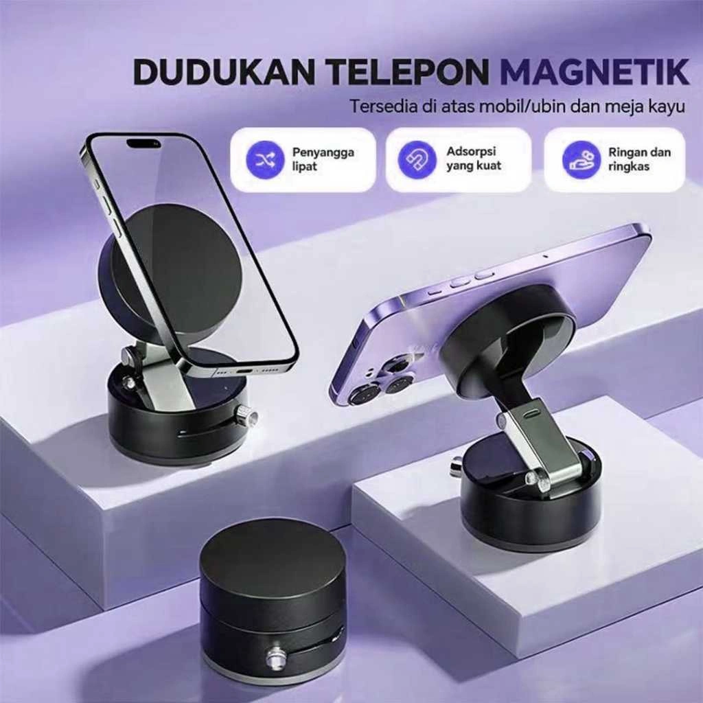 Ultra Stable Magnetic Phone Holder - 180° Rotation Adjustable, Vacuum Suction,Universal Car Mount & Desktop Stand, Foldable Multi-Angle,Strong Magnetic Adsorption for iPhone/Tablets, Wall-Mounted for Home, Office,Bathroom - Manual Magnetic Holder