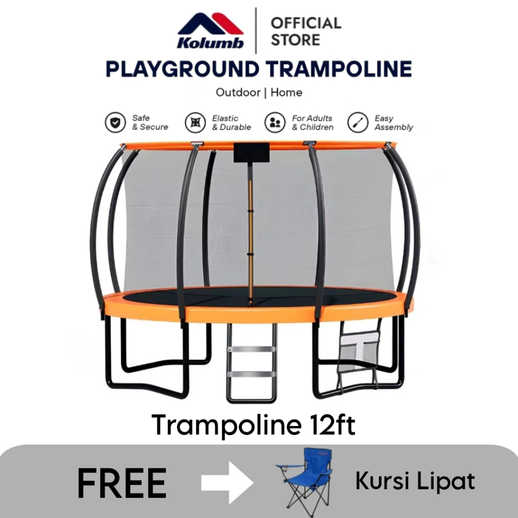 Kolumb Trampoline Playground dengan Jaring Pelindung Ganda - Kokoh untuk Indoor & Outdoor