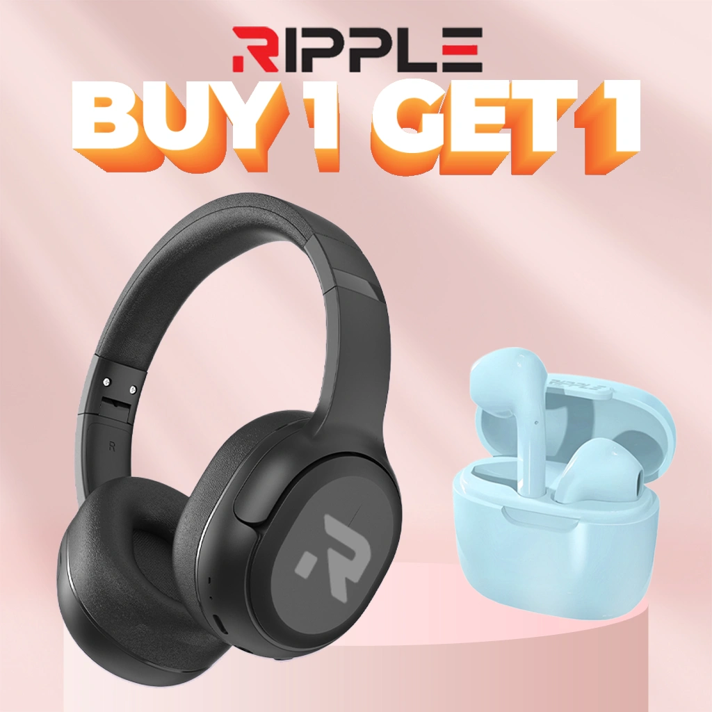 Ripple Buy 1 Get 1 A005 Headphone Bluetoothv5.4 +TWS Bluetooth Earphone Headset True go