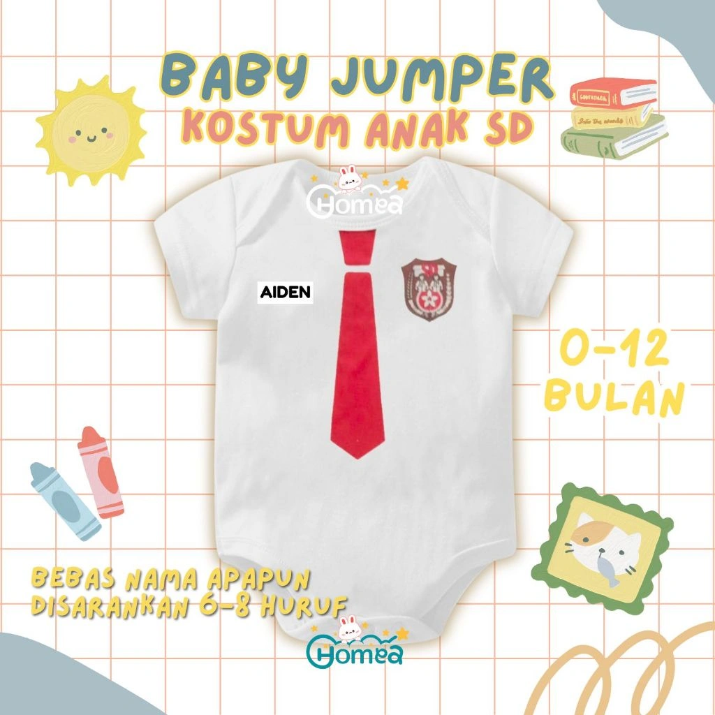 HOMEA Jumper Romper Bayi Baju Kostum Anak SD Bisa Custom Sablon Nama
