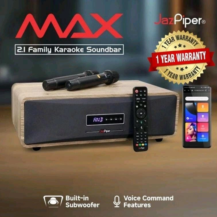 Jazpiper MAX 2.1 | Family Karaoke Soundbar | All in One Karaoke System | Smart Voice Control | Build in App