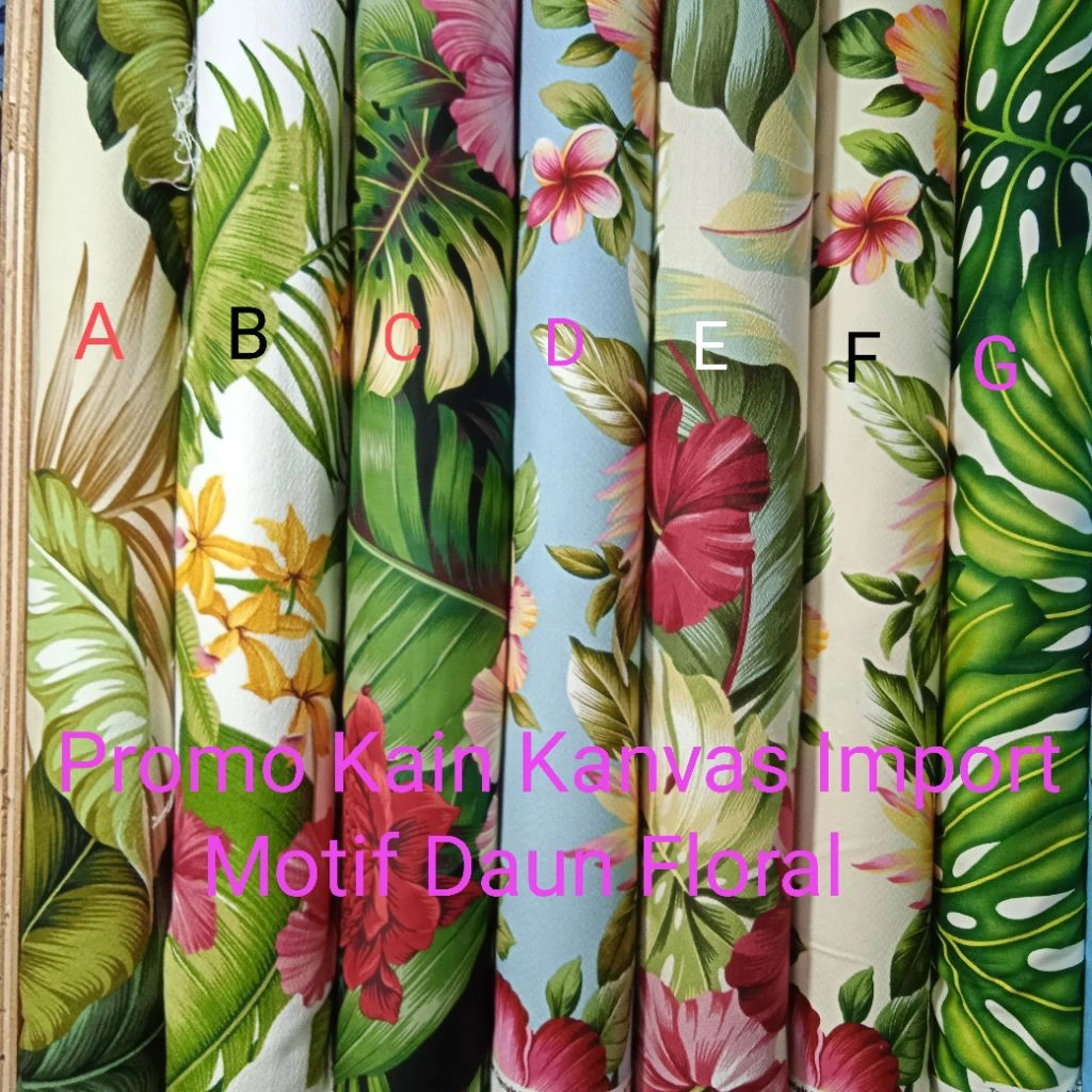 PROMO KAIN KANVAS IMPORT MOTIF DAUN FLORAL TROPICAL