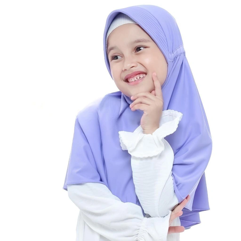 Hijab Anak Serut Instan Jersey Spandek Adem Lucu Usia 3-8 Tahun /Bergo Anak Tali Serut