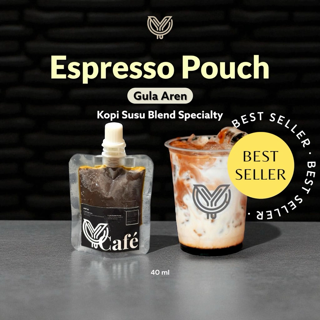 Espresso Gula Aren 100% Arabica 50ml Kopi Instan Pouch Siap Minum by Y Cafe