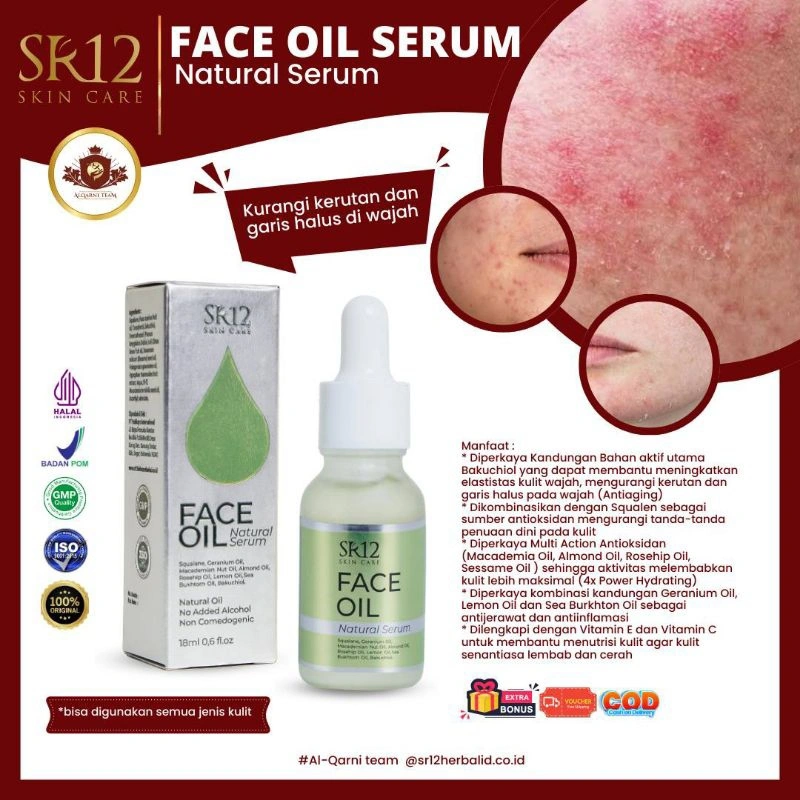 FACE OIL SR12 / NATURAL SERUM / ANTI AGING / CALMING / MENCERAHKAN KULIT WAJAH