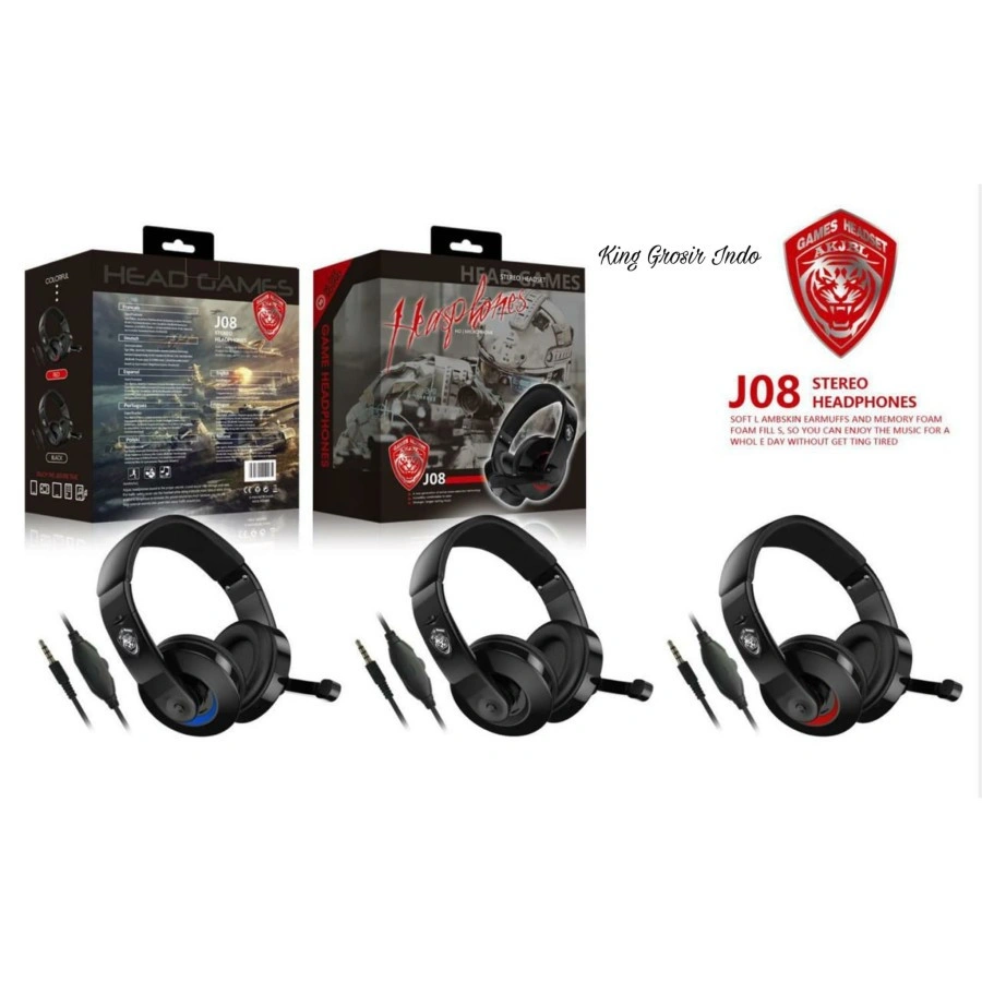 Headset Game Tipe J08 / Stereo Headphone Gaming No Delay / Headset Gaming