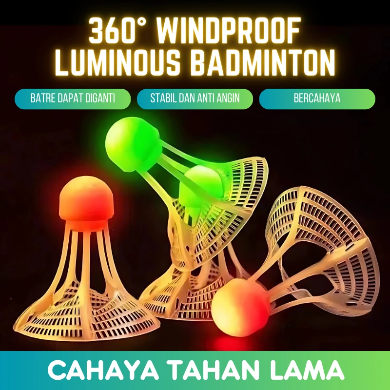LED Badminton Shuttlecock / Kok Bulutangkis Pakai Lampu LED GLOW IN THE DARK Tahan Angin Cocok untuk Latihan
