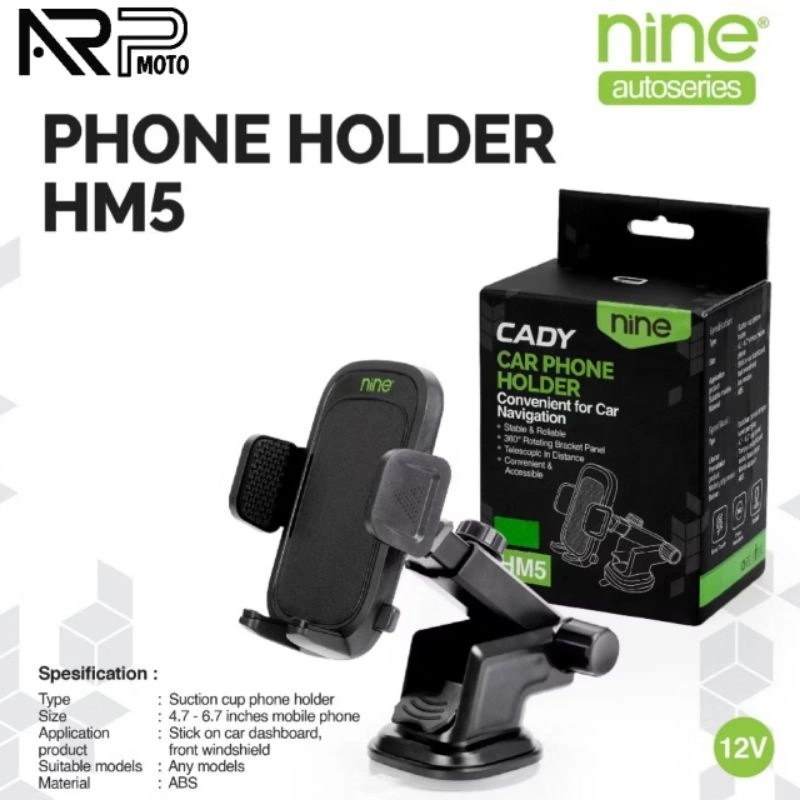 HOLDER HP KACA MOBIL 360° Fleksibel CAR HOLDER HAND PHONE LUMINOS HM5 universal samsung iphone xiaomi asus infinix