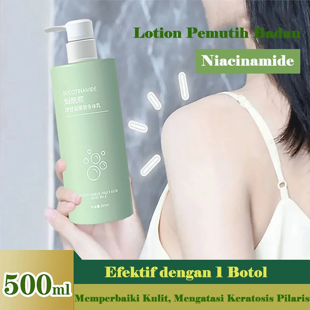 Niacinamide asam buah Whitening Body Lotion 500ml Whitening Body Lotion Pelembab Anti Penuaan