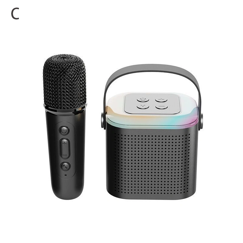 Mikrofon hitam, karaoke, Bluetooth speaker, wireless all-in-one device, handheld home KTV set, smart sound card