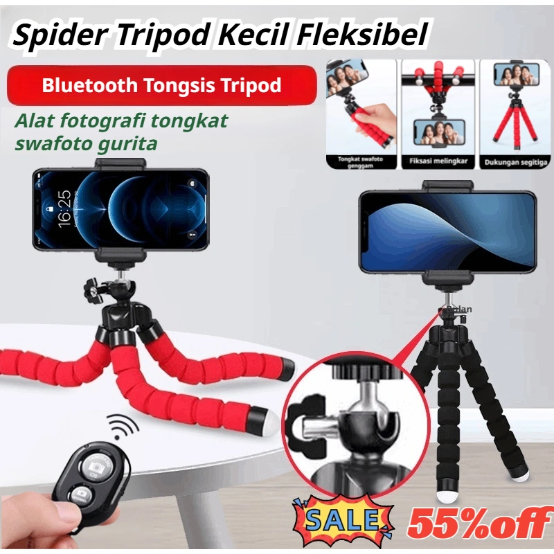 [ Pengiriman 24 jam ]Octopus Portable Desktop Cell Phone Holder/Tiang Ponsel "Lazy Man" dengan 8 Kaki/Dudukan Tripod U Mini Multifungsi 3in1/Penyesuaian Sudut Banyak Tripod Mini Fleksibel/Putar 360° Spider Tripod
