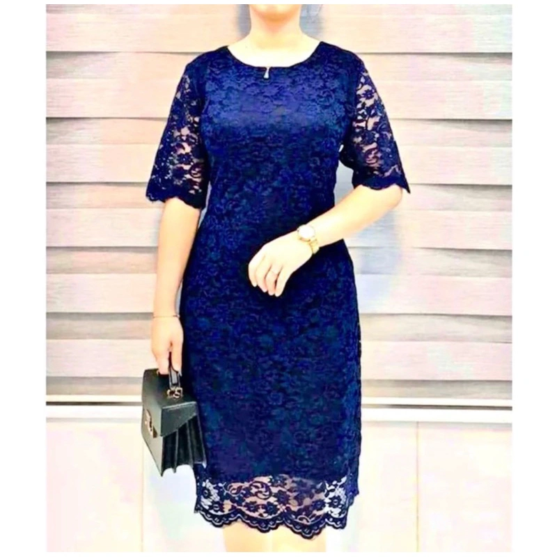 Dress Natal Dress Brokat Full Furing Dress Midi Dress Pesta Kondangan