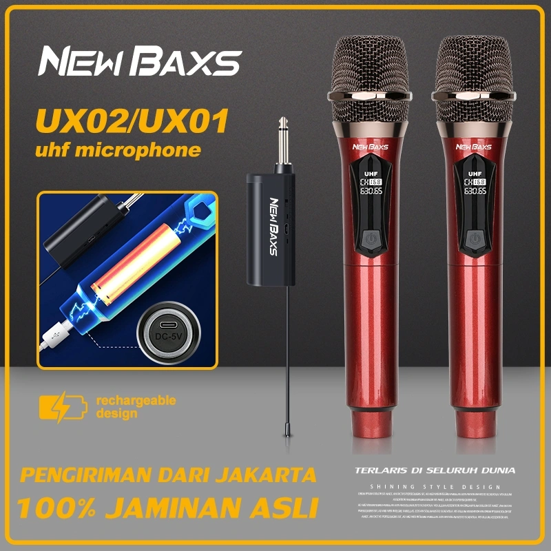 [Mikrofon yang dapat diisi ulang] Mikrofon nirkabel BAXS UX01 / UX02 / UX04 BARU BAXS UX01 / UX02 / UX04 mikrofon nirkabel genggam profesional koil bergerak genggam 6.35mm UHF K lagu-lagu panggung dansa keluarga bernyanyi Antarmuka Tipe-C dapat dihubungka
