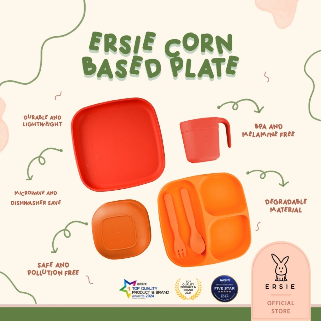 Ersie Corn Based Plate | Piring anak Eco-friendly dan plant based