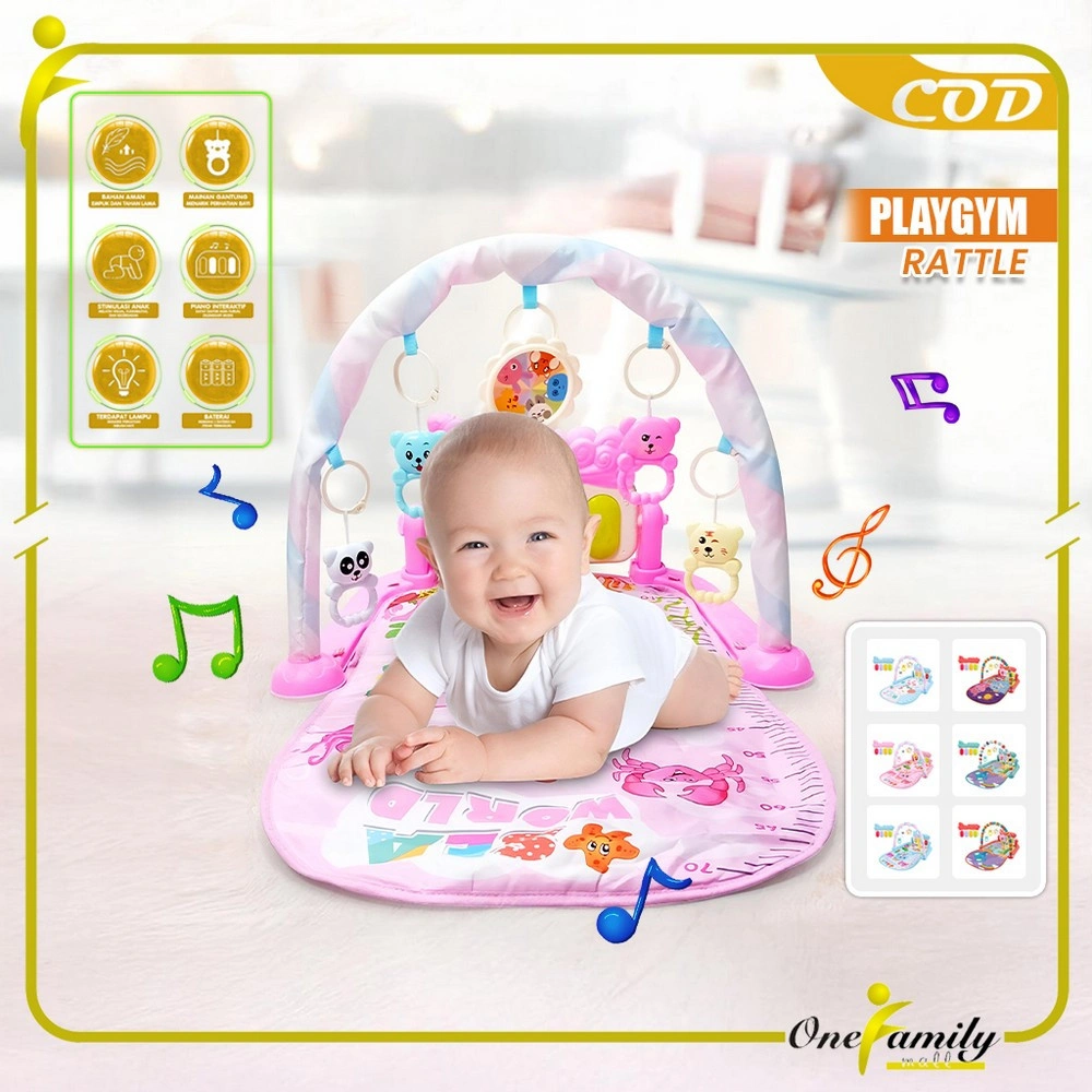 ONE-M377 Baby Playgym Karakter Set Musik Piano Mainan Bayi Rattle Toys Playmate / Alas Play Gym Playmat Matras Musical Kasur Bayi