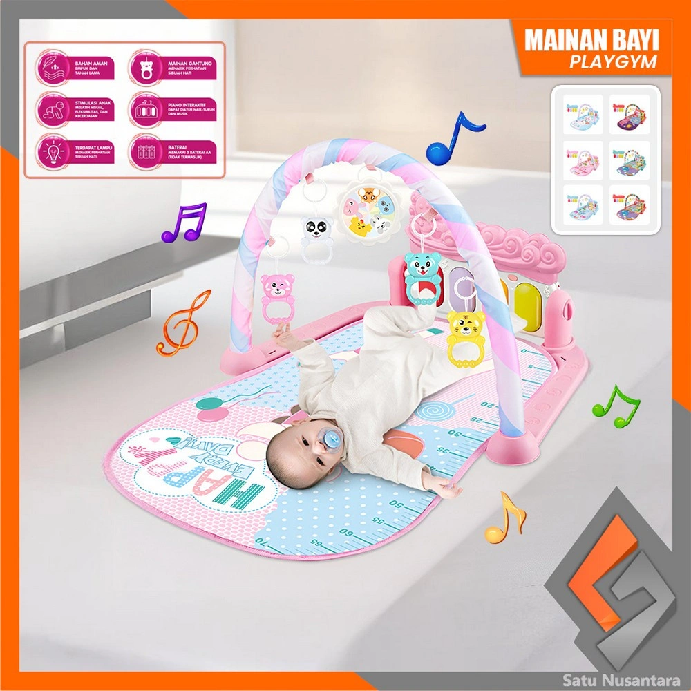 SN-M377 Baby Playgym Karakter Set Musik Piano Mainan Bayi Rattle Toys Playmate / Alas Play Gym Playmat Matras Musical Kasur Bayi