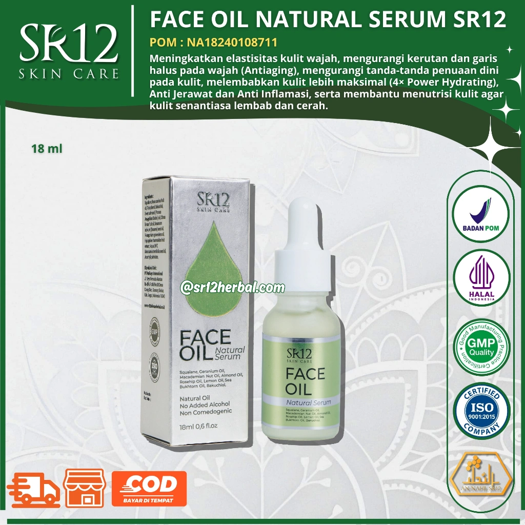 FACE OIL SERUM SR12 / bisa digunakan oleh semua jenis kulit / melembabkan, menutrisi, & mencerahkan kulit