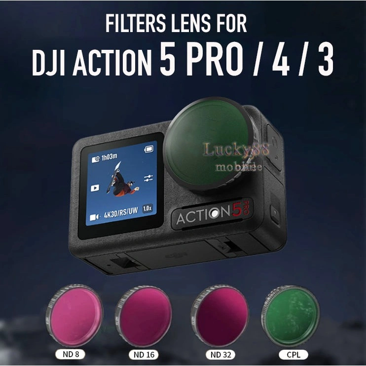 Filters Set CPL ND For Camera DJI Action 5 PRO 4 3Filter Lens Cahaya Aksessories Kamera Aksi Professional Sport Fotografi Kaca Optik HD Multi Lapis Polarizer Kamera Gimbal Osmo Bingkai Aluminium Pelindung Lensa Tempered Glass Anti Gores