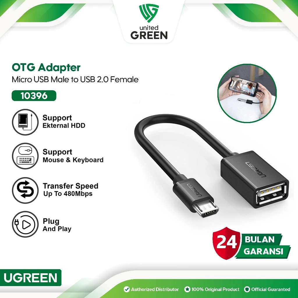 UGREEN Kabel OTG Micro USB to USB 2.0 Female 480Mbps 10 Cm 10396