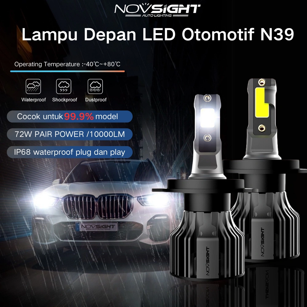 Novsight N39 LED Lampu depan untuk Mobil H7 H11 led Bulb 12V 72W /A pair 10000LM 6000K Lampu depan 2 PCS H4 Original