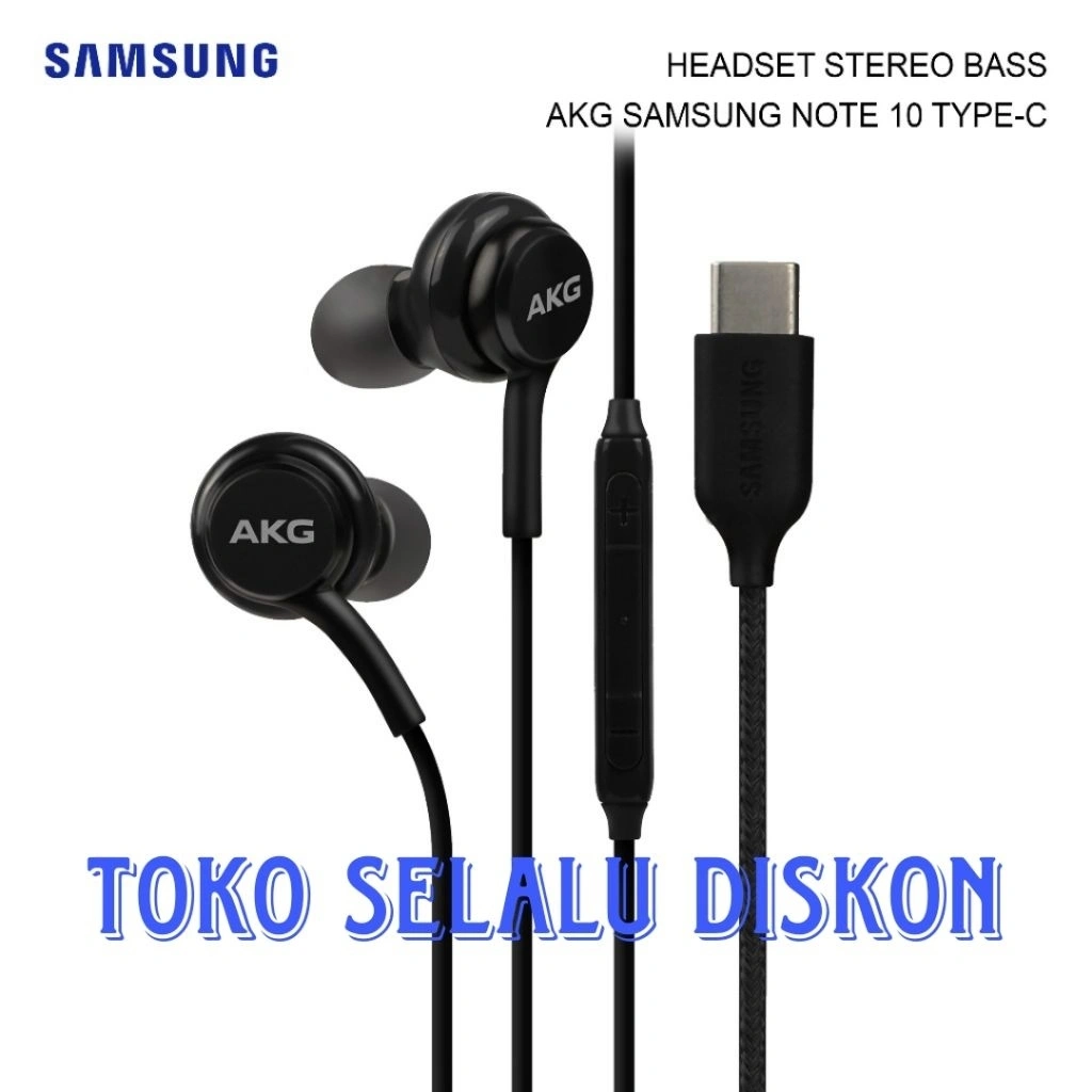 Earphone Headset Kabel Samsung Type C Note 10 20 S20 S21 Plus Original Handsfree Hf AKG Extra Bass