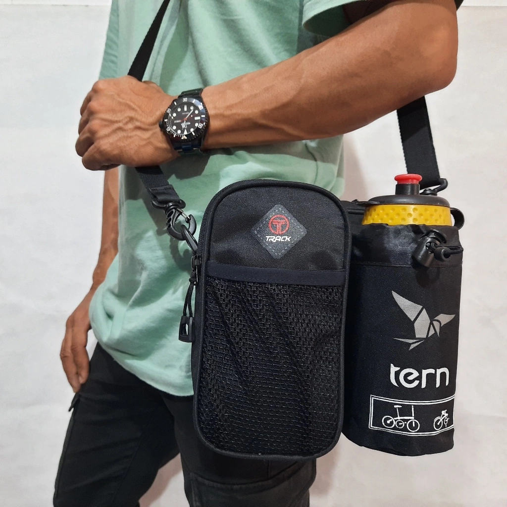 TRACK Tas Stang Sepeda Lipat Waterproof + Tali Selempang Tas Handle Bar - Resleting Biasa - Jaring