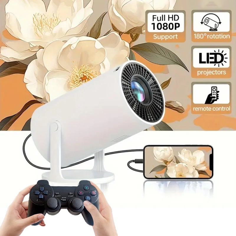 【Gratis HDMI Kabel】CY300Pro/HY300 Mini Proyektor Android 4K Full HDMI with WIFI 6 and Bluetooth Portable LCD 1080P Home Theater Dukungan Screen Mirroring Mini Projector 130'' Screen Movie Projector Auto Keystone Focus Compatible for Laptop PC Smartphone