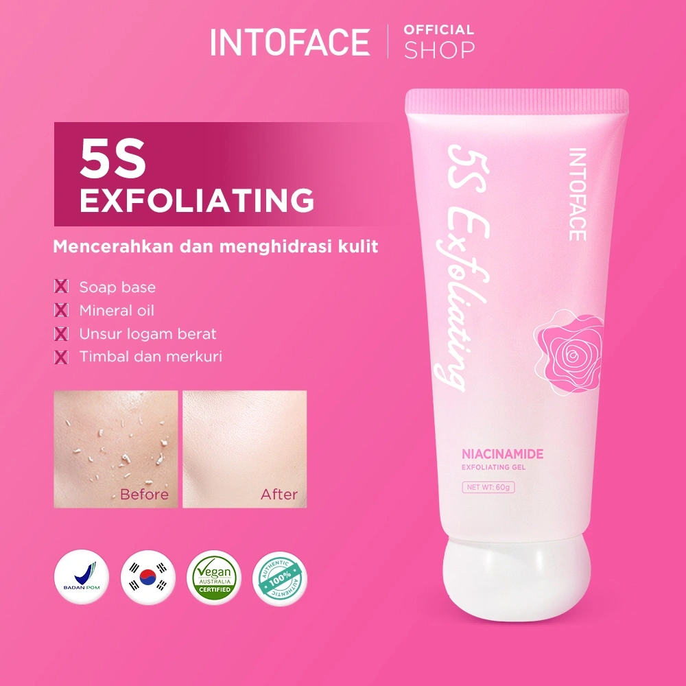 INTOFACE Niacinamide Whitening Exfoliating Gel 60g AHA PHA Eksfoliasi Kulit Acne Treatment Eksfoliasi Wajah Summer Autumn Skin Barrier Improve