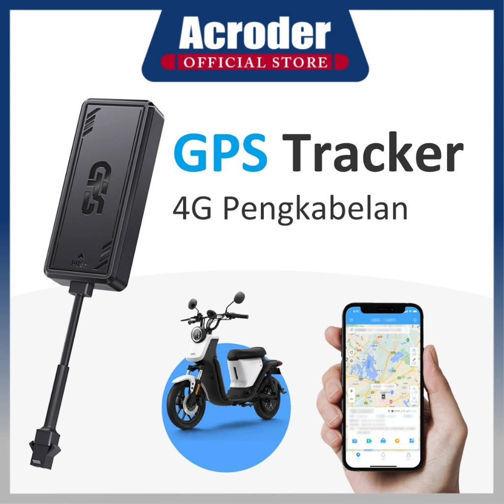 Acroder GPS Tracker Motor 4G Kontrol Aplikasi Untuk Mematikan Mesin Alarm Pembongkaran