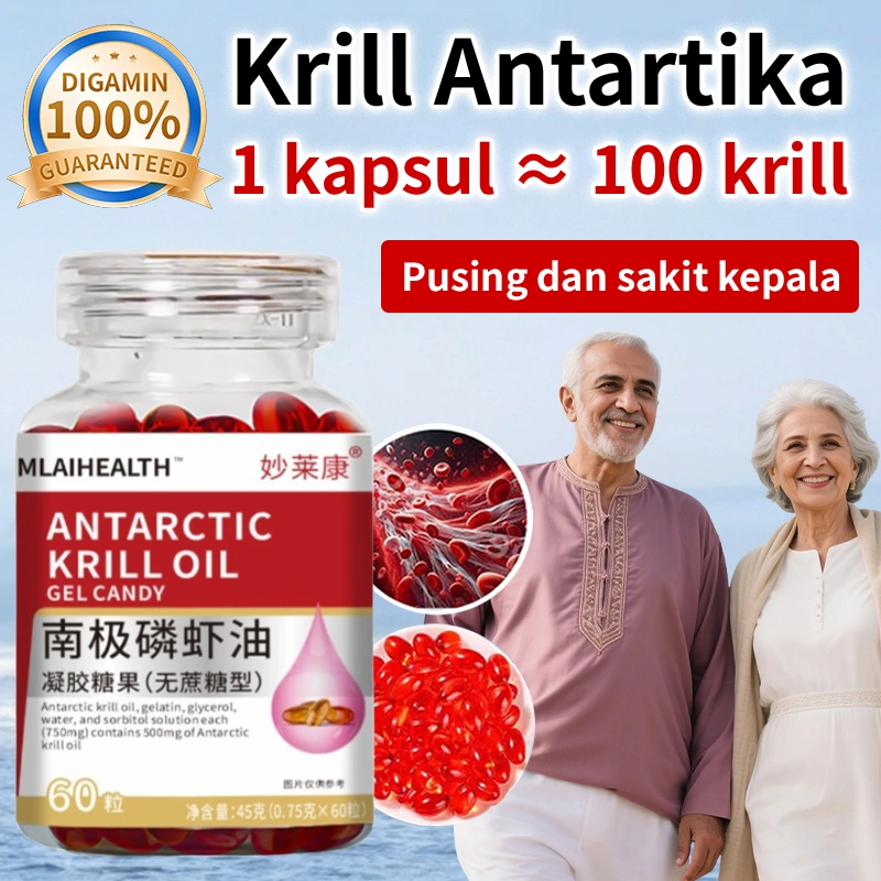️Beli 2 Gratis 1  ️ 100%           Kapsul Minyak Krill Antartika (60 Butir) Astaxanthin Alami (Omega-3) 15 Hari untuk Pembuluh Darah Sehat Penyerapan Cepat dan Efektif Suplemen Makanan Perawatan Kesehatan