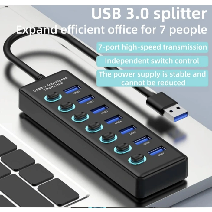 SMARTCOM USB HUB 7-in-1 USB 3.0 5Gbps Switch Charging Docking Station for Flash Disk/Mouse/Keyboard