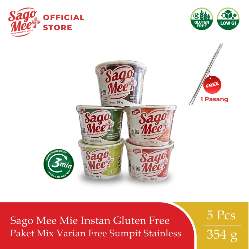 Sago Mee Mie Instan Gluten Free Paket Mix Varian Free Sumpit Stainless