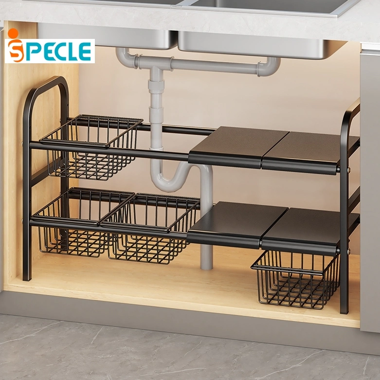 iSPECLE Rak Panci Wastafel Dapur Di Bawah Rak Penyimpanan Untuk di Bawah Wastafel Rak Dapur Serbaguna