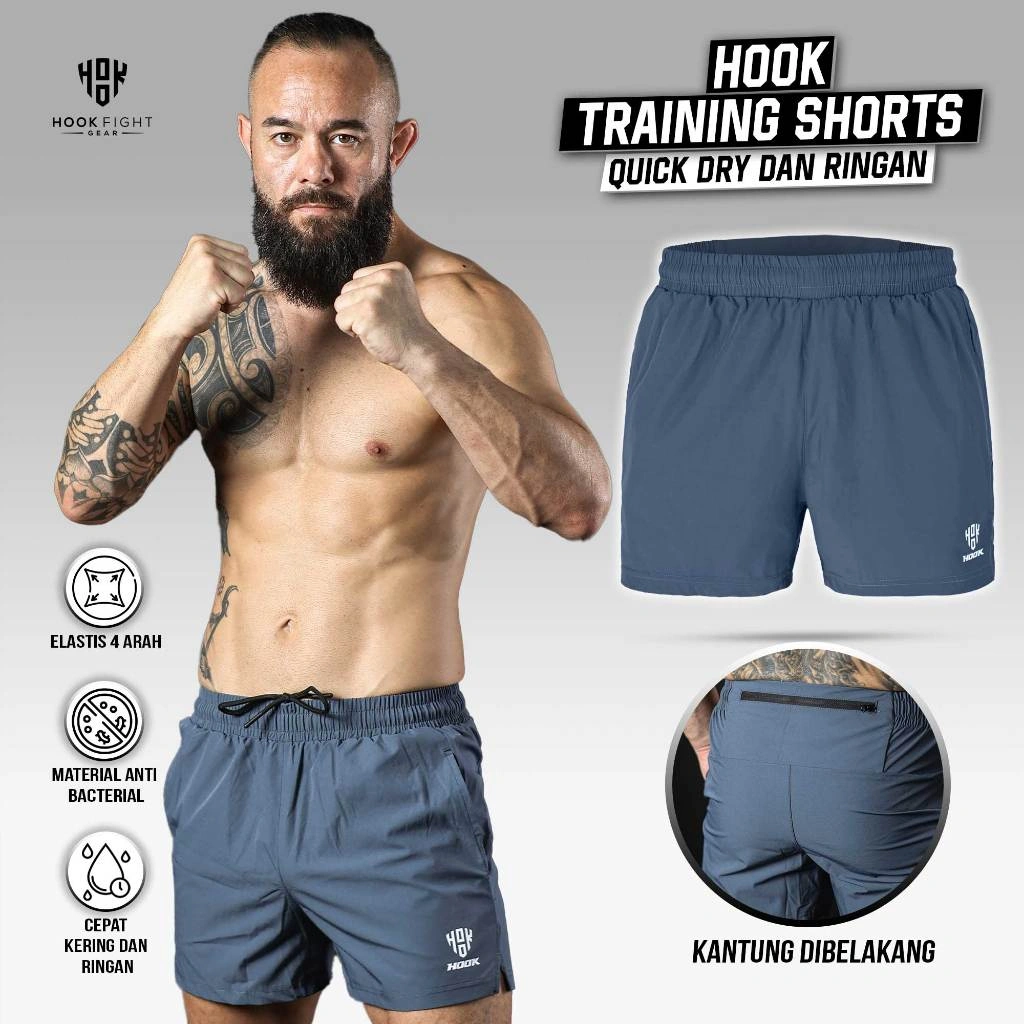 Hook Celana Olahraga Pria Running Shorts Celana Lari Pendek Legging Gym Pants Fitness Shorts 1CX6N