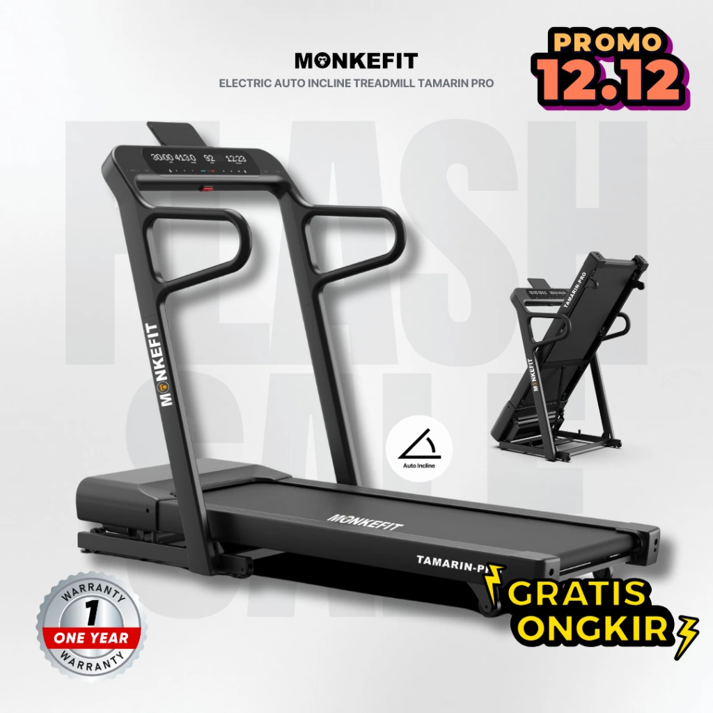 Monkefit Electric Treadmill Auto Incline - Tamarin Pro