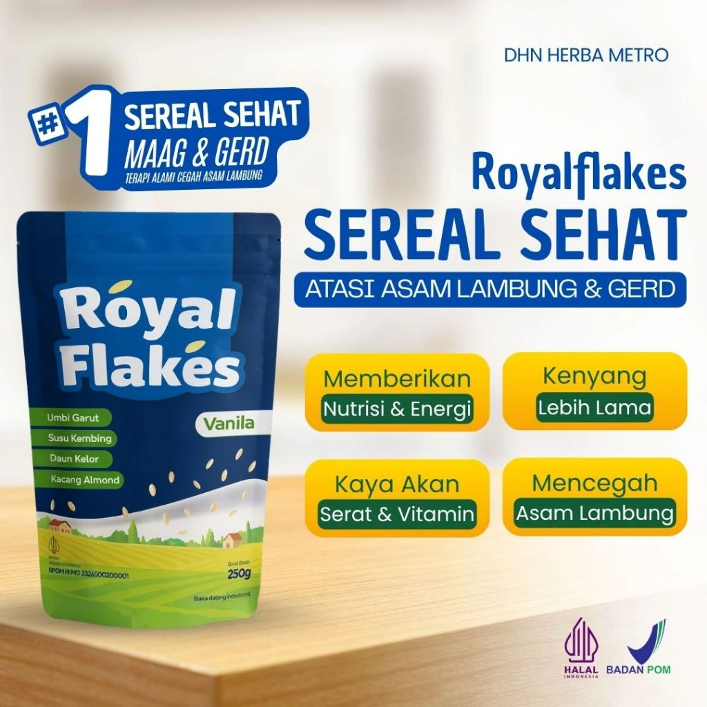 Royalflakes Sereal Instan Umbi Garut - Diet Aman, Asam Lambung & Nyaman di Lambung