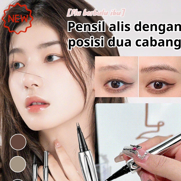 COD+Pengiriman dalam 24 Jam /Pensil Alis Tahan Air dan Tahan Lama/Pensil Alis Dua Sisi/Alis Tahan Lama yang Anti Luntur dan Terlihat Alami/Menciptakan Alis Tebal untuk Pemula