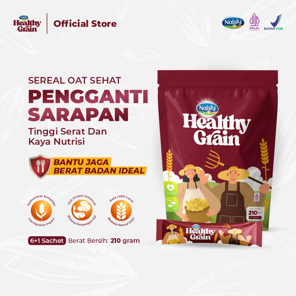 HealthyGrain Sereal Oat Pengganti Sarapan Praktis Bantu Jaga Berat Badan Ideal 1 Pouch