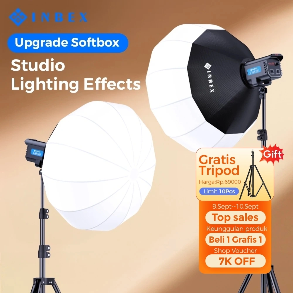 INBEX Softbox 65CM untuk Fotografi & Videografi Pencahayaan Profesional untuk Studio dan Video