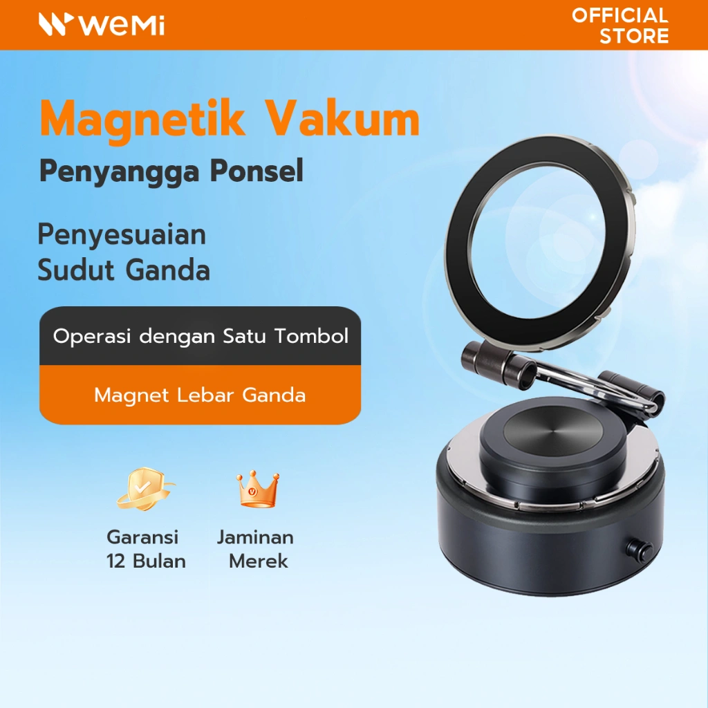 WEMI Magnetic Electric Car Phone Holder phone holder mobil with Vacuum Suction Berlaku untuk Dashboard&Windshield Mount