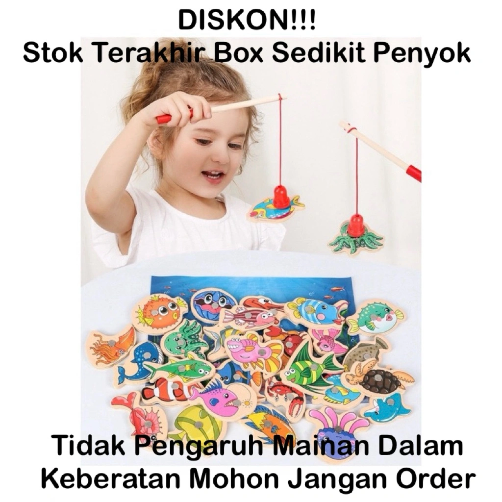 Fishing Game/Wooden Toys/Mainan Pancing Ikan magnet/Mainan Edukasi Anak/Family Game/Kids Game/Education Toys