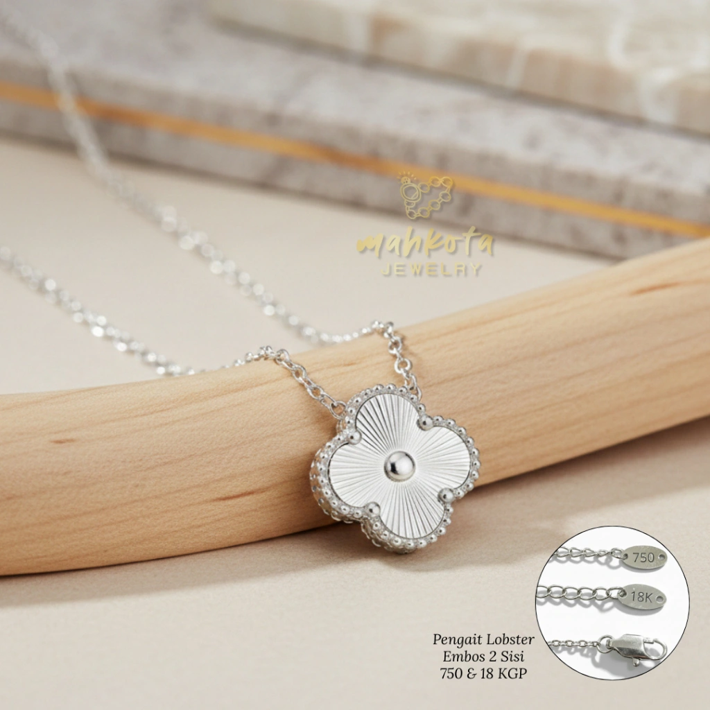 K383 Kalung Remaja Dewasa Liontin Bunga Silver Elegan Cantik - Aksesoris Perhiasan Titanium Wanita - Embos 750 - Anti Alergi Tidak Luntur - Fashion Korean Style - Aman Dipakai Mandi & Tahan Dari Terkena Lotion - Cocok Untuk Kado Pacar - Aestetic Minimalis