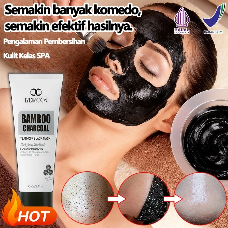 Masker Komedo Bambu Charcoal Peel Off 60g - Ampuh Angkat Komedo & Minyak, Pore Minimizer Pori-Pori Mengecil, Deep Clean Pembersih Wajah Untuk Pria Wanita