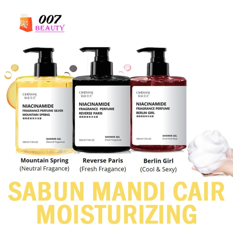 CINDYNAL Niacinamide Shower Gel 500ml – Sabun Mandi Cair Brightening Body Wash Niacinamide