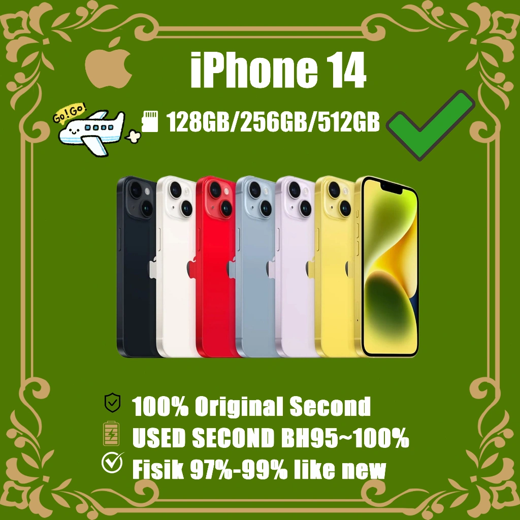 iPhone 14 128GB/256GB/512GB Second Mulus Ex Inter Ori Sangat cocok untuk main game, live streaming, dan nonton video