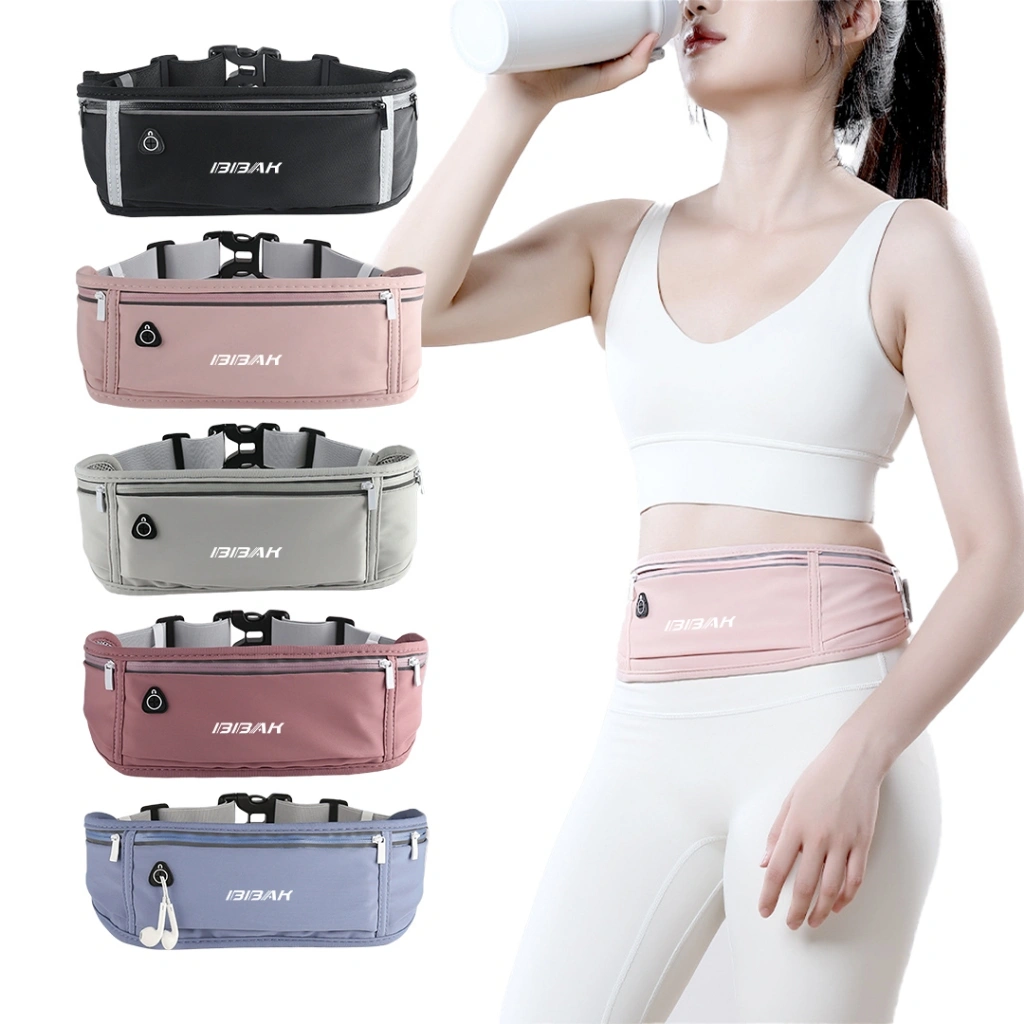 BBAK Tas Pinggang Olahraga Lari Unisex, Sabuk Elastis Anti Air (7.2" HP), Waist Bag Jogging Slim Fit Tiga Sekat