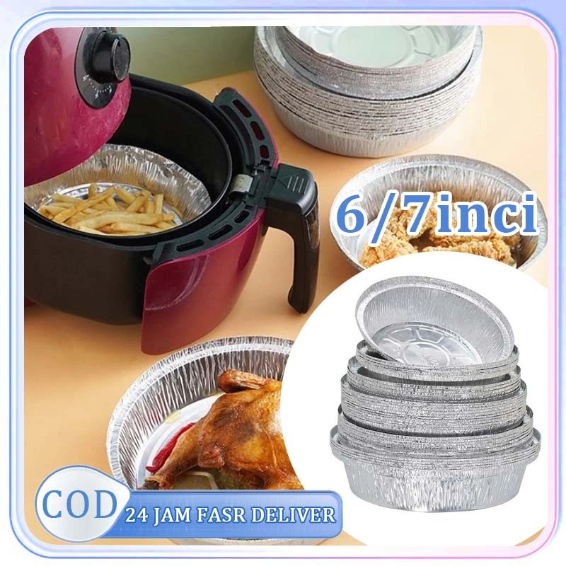 20pcs Aluminium Foil Air Fryer Tatakan Air Fryer Anti Lengket Wadah Air Fryer Alumunium Alas Baking