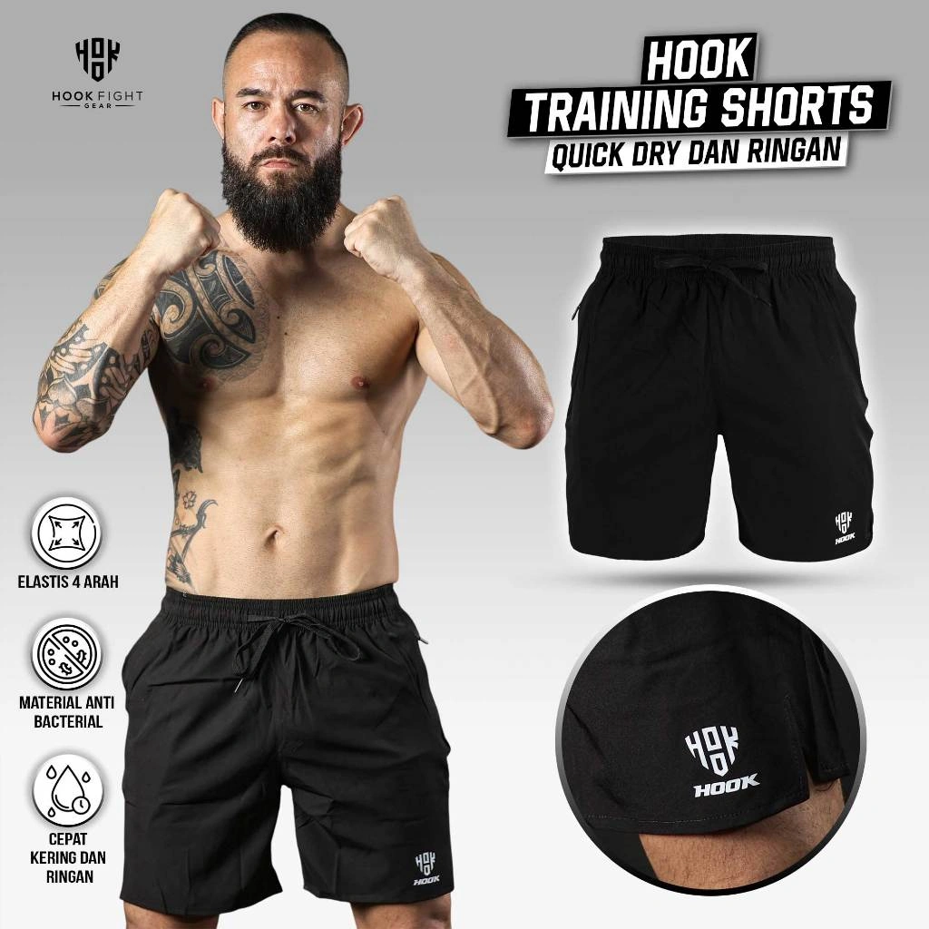 Hook Celana Olahraga Pria Running Shorts Celana Lari Pendek Legging Gym Pants Fitness Shorts 1CX4N