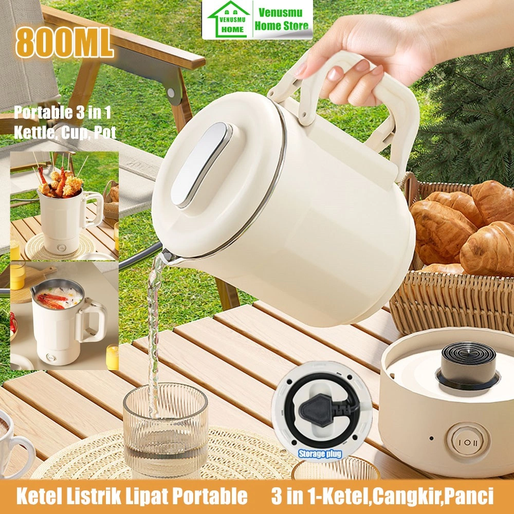 Venusmu Ketel Listrik Lipat Portable | Multifungsi Bisa Rebus Air Masak Lipat Teko | teko listrik pemanas air Cocok untuk bekerja, bepergian, asrama
